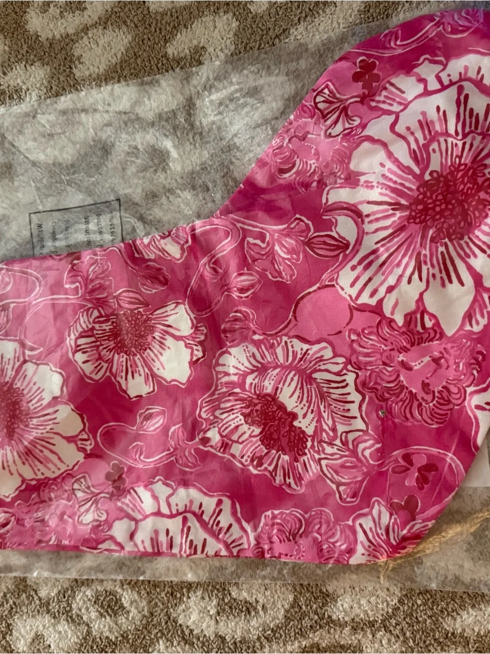 Lilly Pulitzer Floral Holiday Stocking White Cuff Sun shell pink feeling poppy